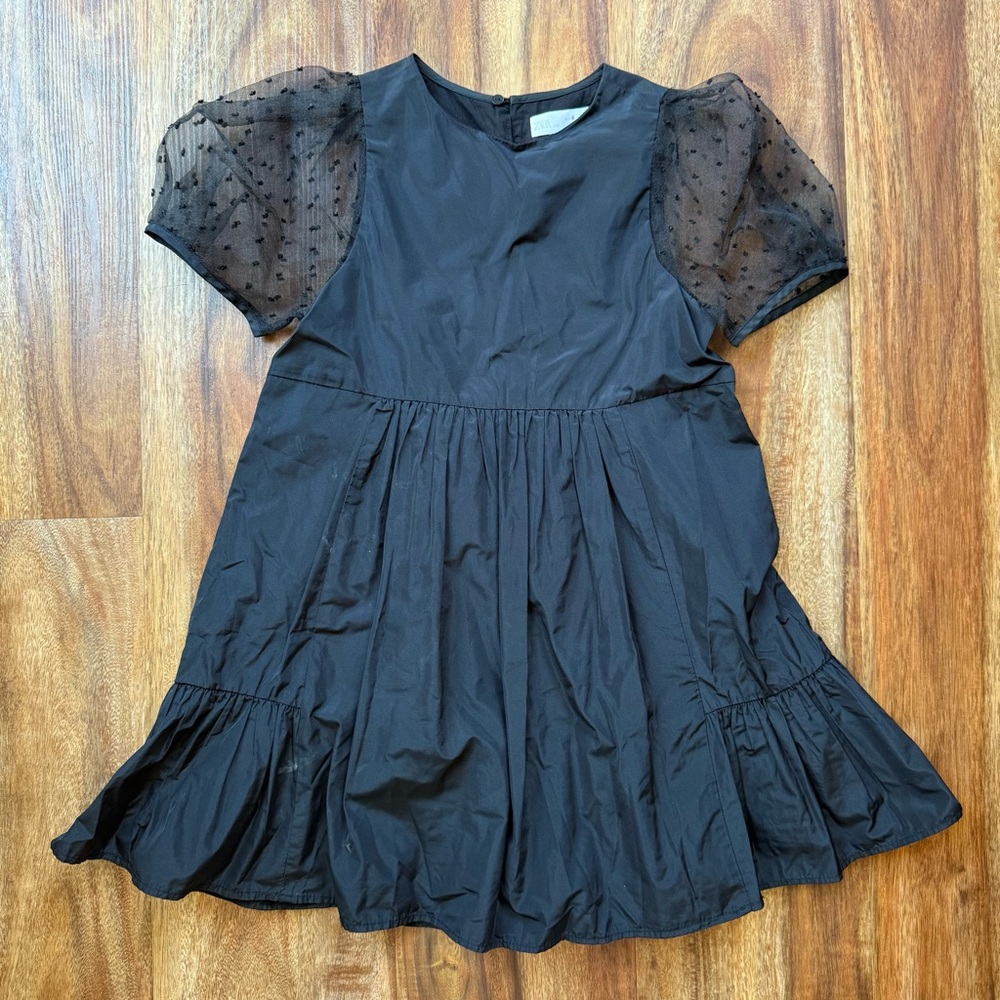 Zara Blue Ruffled Sundress with Puff Cap Sleeves